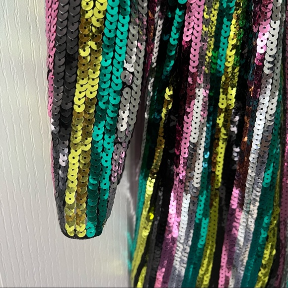 ASOS Honey Punch Striped Sequinned Mini Dress with Low Back - Picture 6 of 6